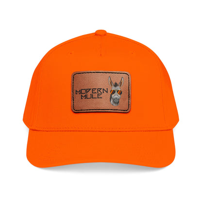 Mid Profile Baseball Cap with Leather Patch (Rectangle)