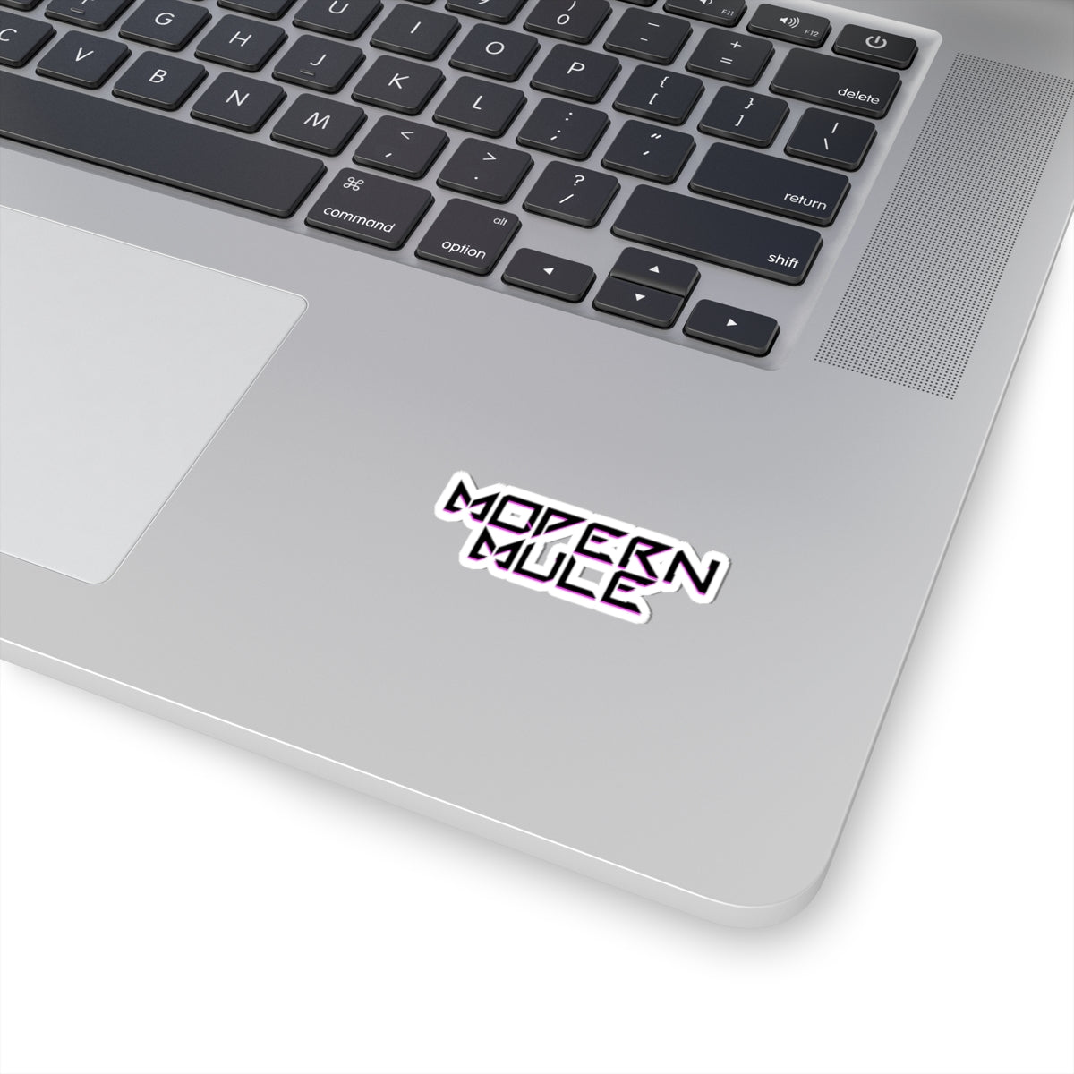 Modern Mule Kiss-Cut Sticker — Retro Futuristic Logo Decal for Laptops & Gear