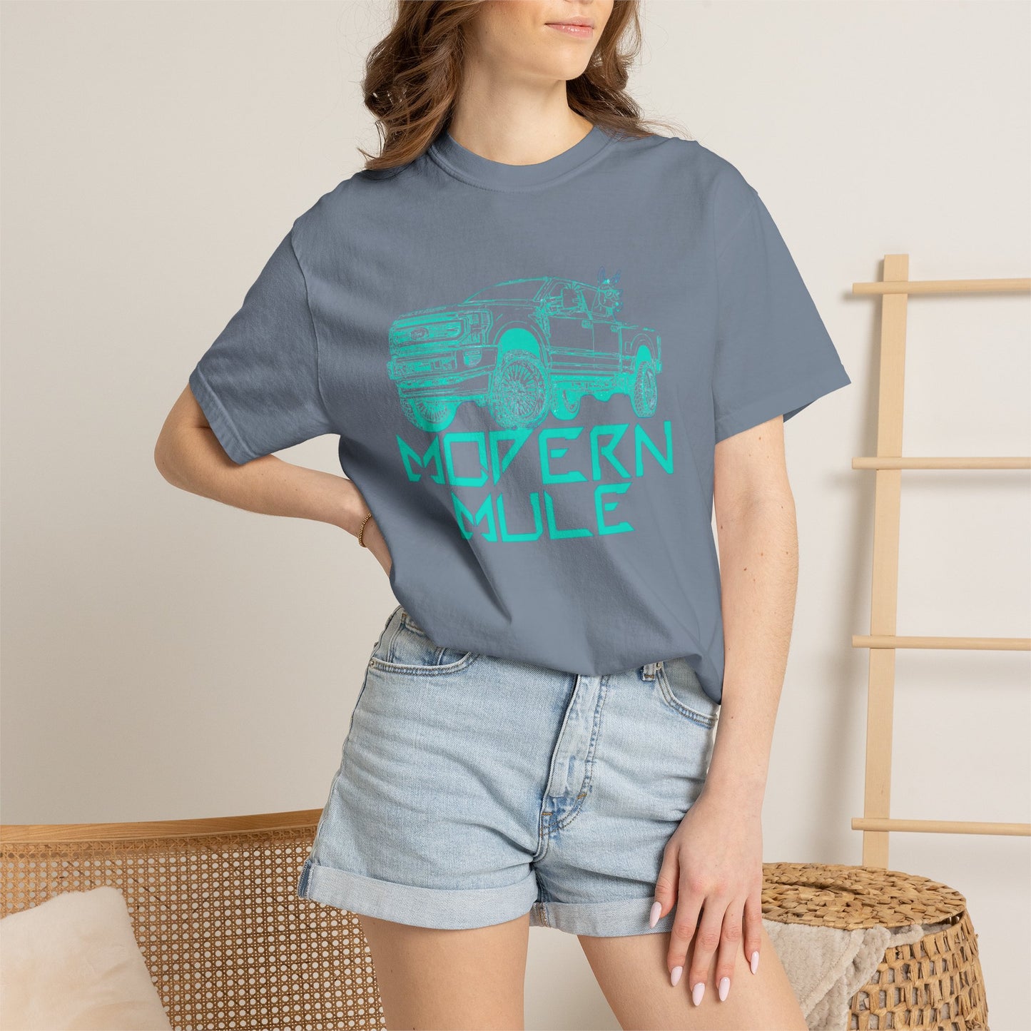 Modern Mule Truck T-Shirt — 'Modern Mule' Graphic Tee with Mini Donkey Back Art
